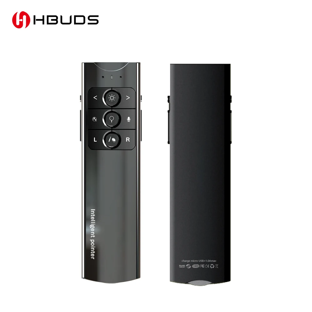 

HBUDS 2 in 1 Presentation Remote with Laser Pointer Smart Voice Translator for Travels, Support 28 Languages Translating Black