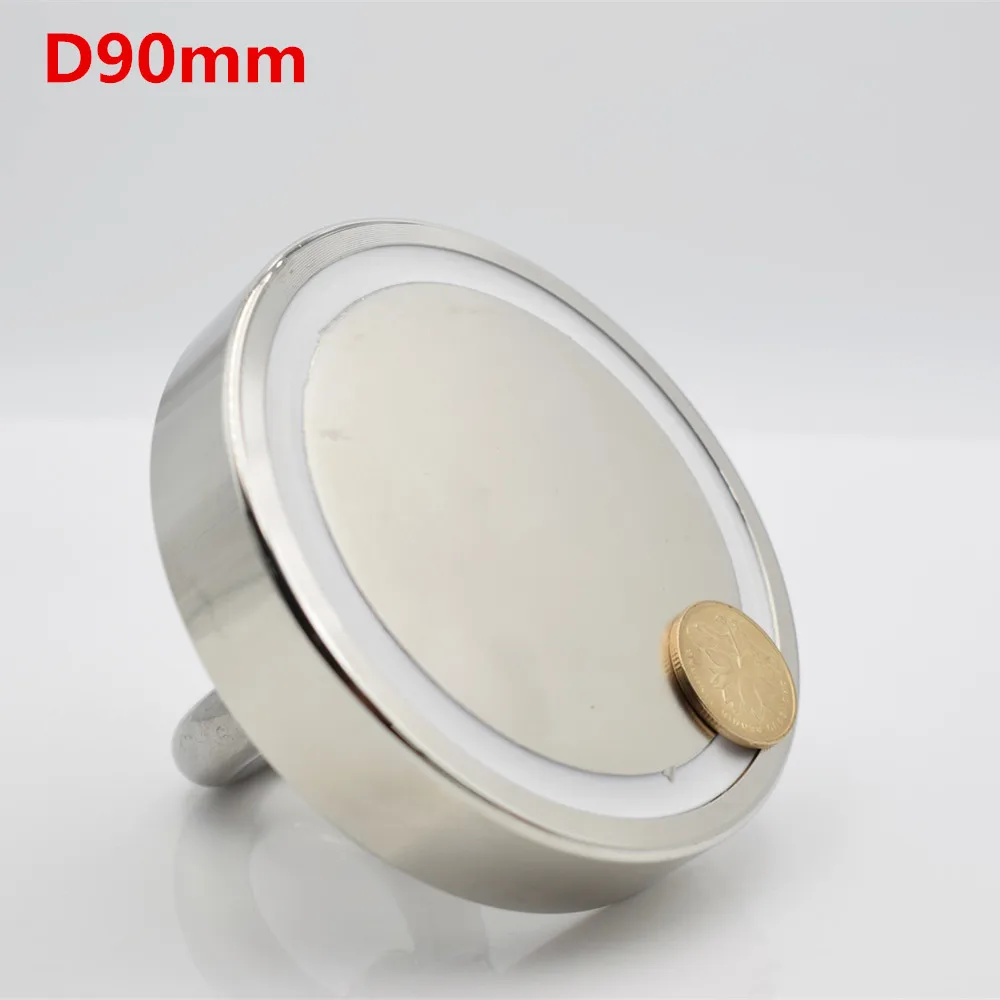 D90MM D60mm сильный Мощный круглый неодимовый магнит крюк спасательный магнит морской рыболовное оборудование держатель потянув монтажный горшок с кольцом - Цвет: D90MM