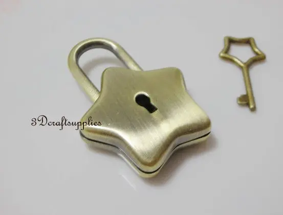 padlock purse lock star Shaped come with key anti bronze 4.2 cm x 3.2 E46 | Багаж и сумки