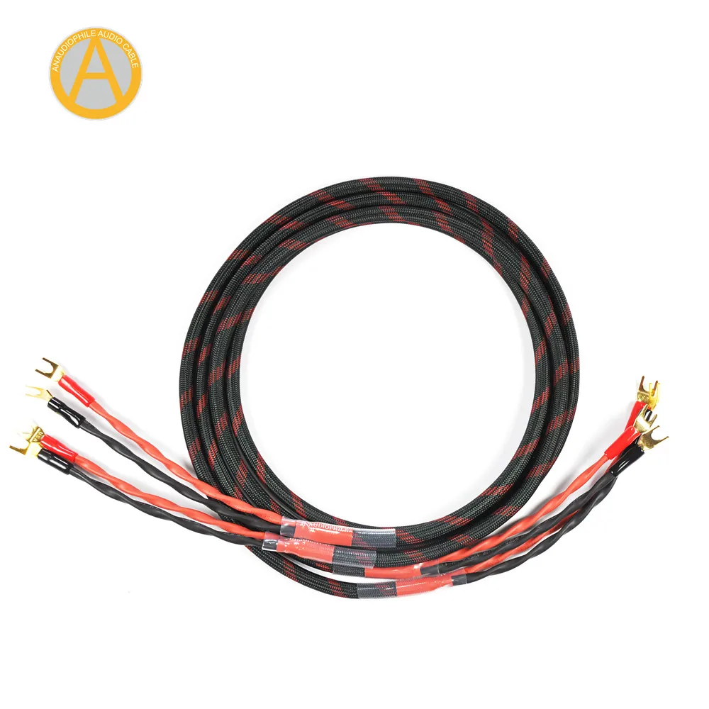

ANAUDIOPHILE SPC01 Hi-Fi Speaker Cable 4N OFC Cable Gold Plated Y Spade 4 Conductors For Loudspaker Amplifier