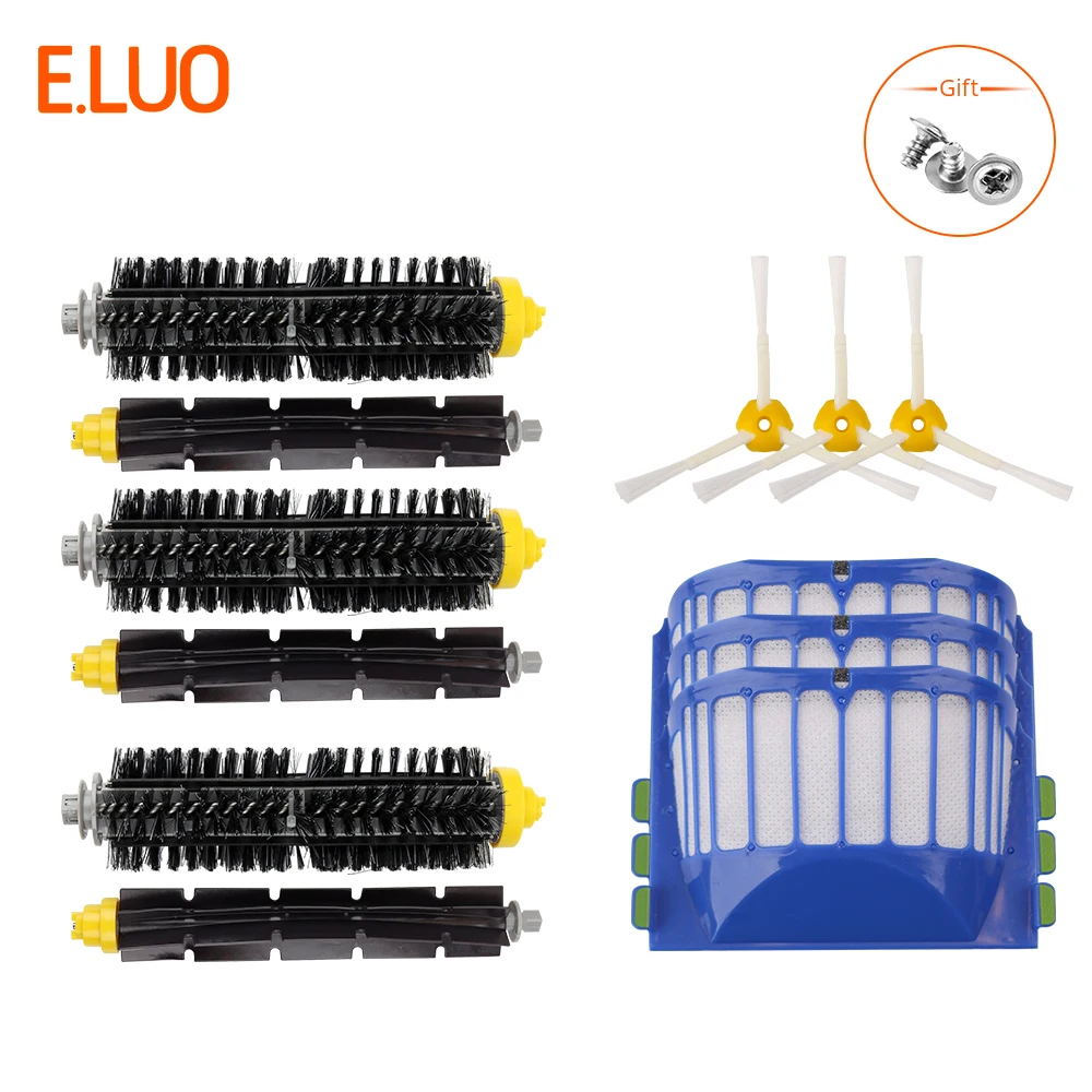 

E.LUO iRobot Roomba Bristle & Flexible Beater Brush, Armed Brush, Aero Vac Filters Kit for iRobot 600 610 620 630 650 660 Series