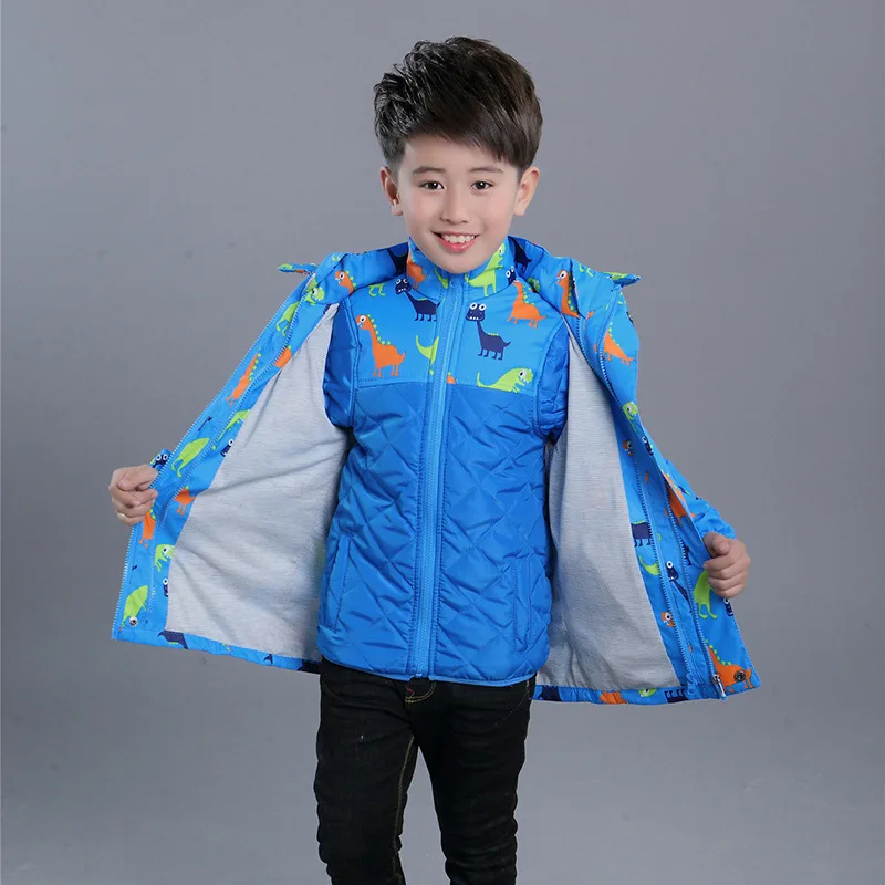 

Winter Boys Detachable Cotton Liner Three-in-one Jackets Children Hooded Cartoon Printing Coats Kids Windproof Warm Jacket 2Y-9Y