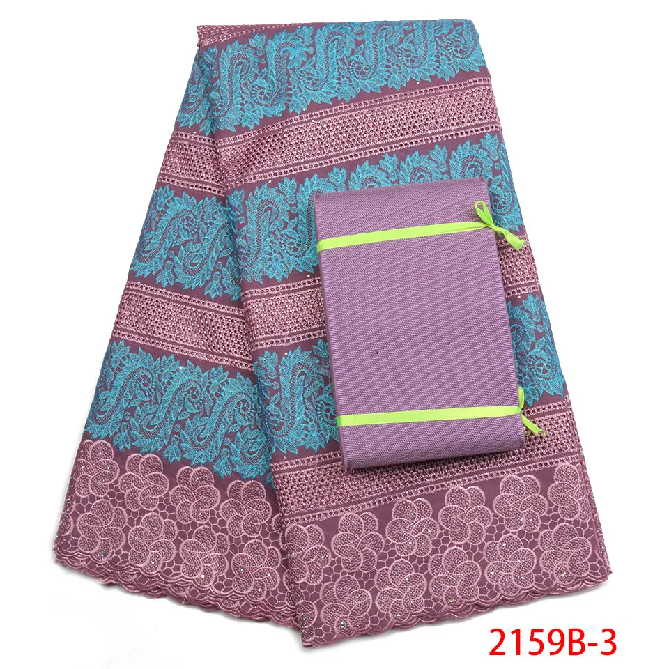 

Swiss Voile Lace Fabric High Quality Nigerian Embroidered Cotton Mesh Fabric Lace With Stones Materian And Aso Oke XZ2159B-2