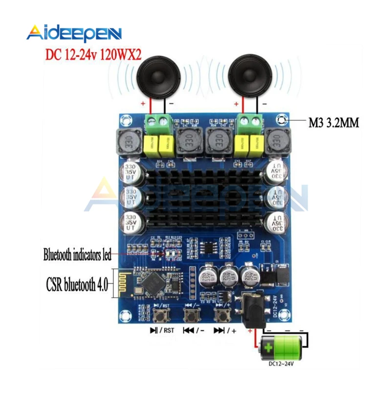 XH-M543 TPA3116D2 Bluetooth 4,0 2*120 Вт двухканальный стерео высокой мощности цифровой аудио усилитель мощности доска с акриловый чехол