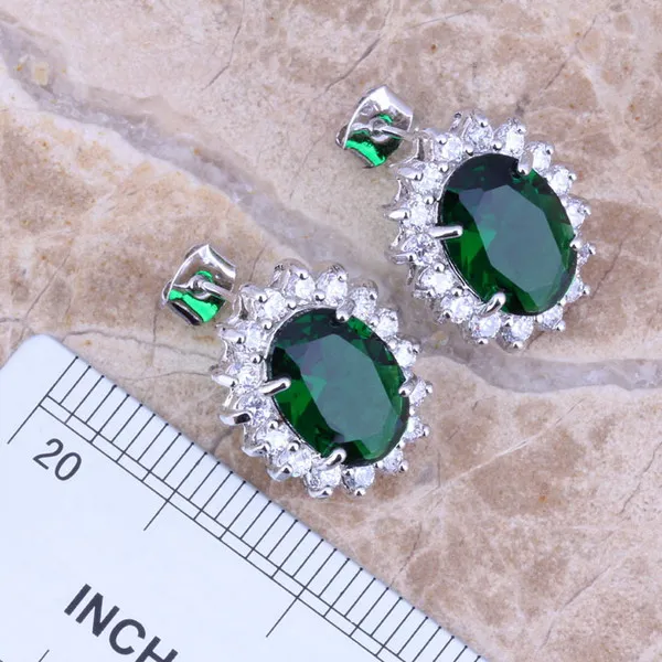 Комплект из кольца и серёг с фианитом 6 / 7 8 9 10 дюймов|silver jewelry set|jewelry setsearring pendant |