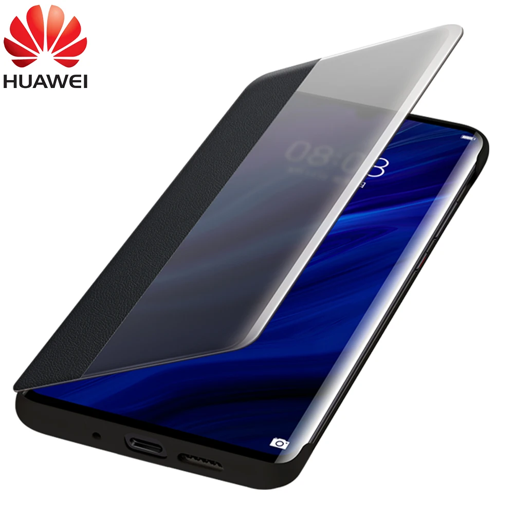 

Huawei P30 Pro Flip Case Cover Original Official Huawei P30 Case Smart Touch Clear View Leather Phone Case P30Pro Funda Capa Bag