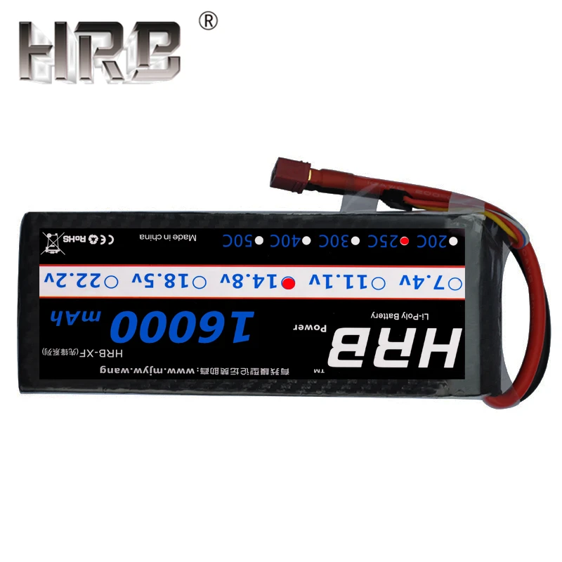 HRB 16000mAh литий-полимерный Батарея 7,4 V 11,1 V 14,8 V 18,5 V 22,2 V 25C T деканов квадрокоптера самолета вертолета RC Запчасти AKKU емкостью 2S 4S 5S 6S 3S