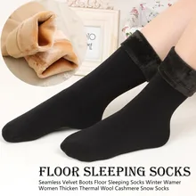 Лидер продаж; зимние женские утепленные шерстяные кашемировые зимние носки; бесшовное бархатное сапоги; женские носки для сна