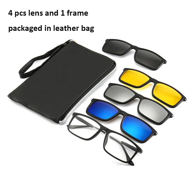 4 шт. небьющиеся клип на солнцезащитные очки поляризованные магнитные линзы сплав пластик TR90 Гибкая Рамка для ночного вождения - Цвет оправы: TR2290-36 4pcs