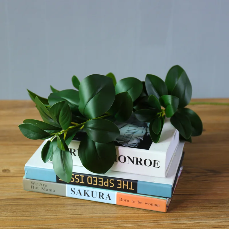 Flone 3 Branch Artificial Green Plant Fake Real Touch Plant Simulation Plant Flowers Bouquet Wedding Home Party Decor Floral  (6)