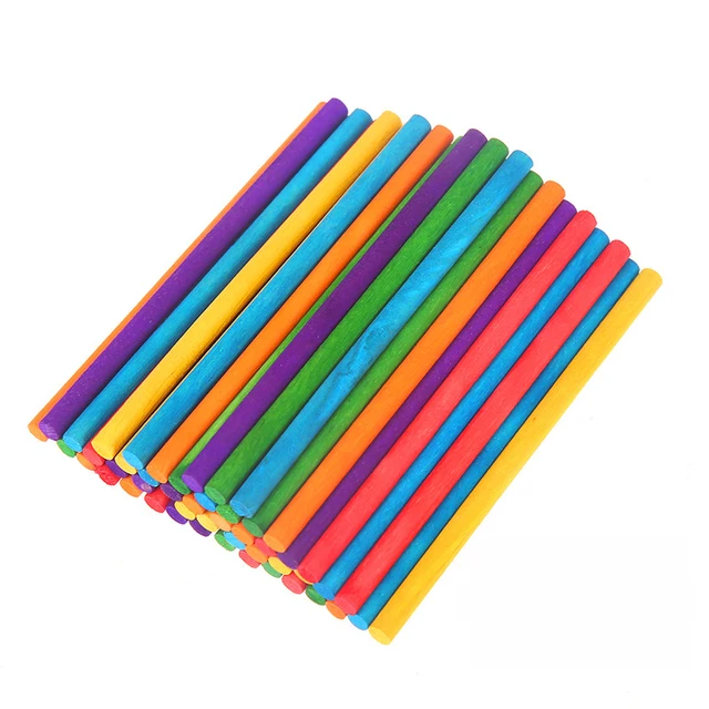 Colorful Hand Crafts 50pcs DIY Wooden Sticks Popsicle Ice Cream Sticks Art Creative Educational Toys For Children Kids Baby 6