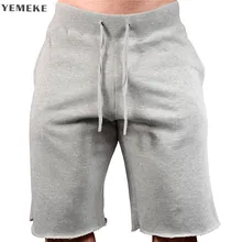 YEMEKE бренд высокого качества удобные мужские хлопчатобумажные шорты Бодибилдинг Фитнес Тренировочные для бегунов дышащие Черные Серые шорты