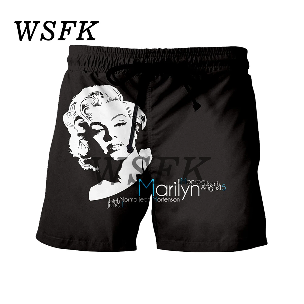WSFK Casual 3D Print Marilyn Monroe Print Men's and Women's Shorts Hawaii Beach Casual Hip Hop Sports Shorts
