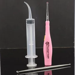New Tonsil Stone Remover Tools LED Light Ear Wax Remover Stainless Steel Earpick With 3 Tips Irrigator Syringe Clean Care Tool