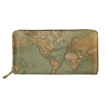 

Noisydesigns Women Wallet Female Purses& Wallets Coin Holders Ladies PU Leather Thin Wallet World Map Prints Men Purse Pochette