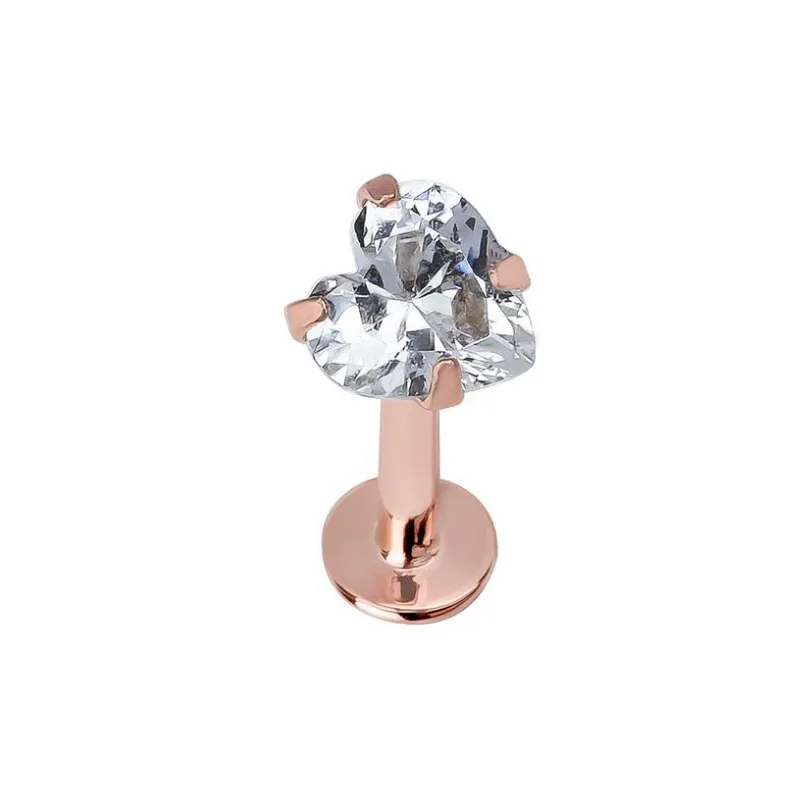 1Pc Stainless Steel Heart Zircon Gem Labret Earring Stud Helix Cartilage Piercing Labret Ring Lip Monore Piercing Jewllry 16G piercing jewelry,body piercing earrings,ear piercing jewelry,ear studs,metal jewelry,body piercing jewelry,body jewelry
