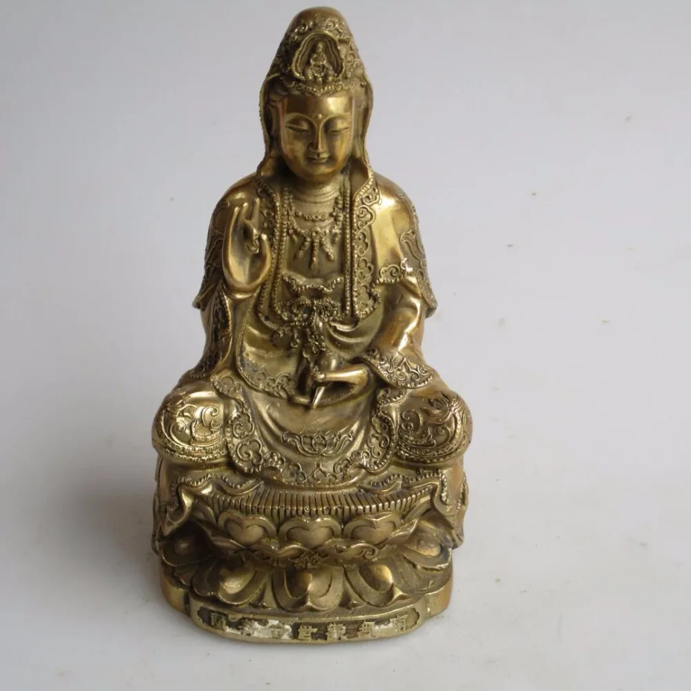 High 8inch/ 20CM Home Decor Art Collection Chinese brass Guanyin
