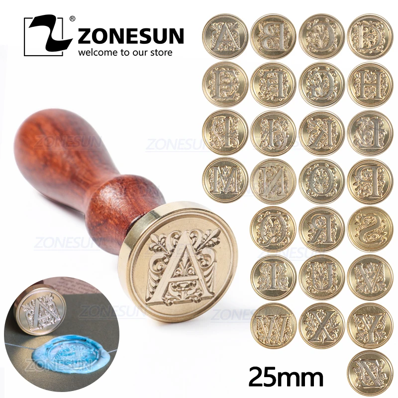 ZONESUN штамп для печати конвертов с надписью из воска и меди художественный