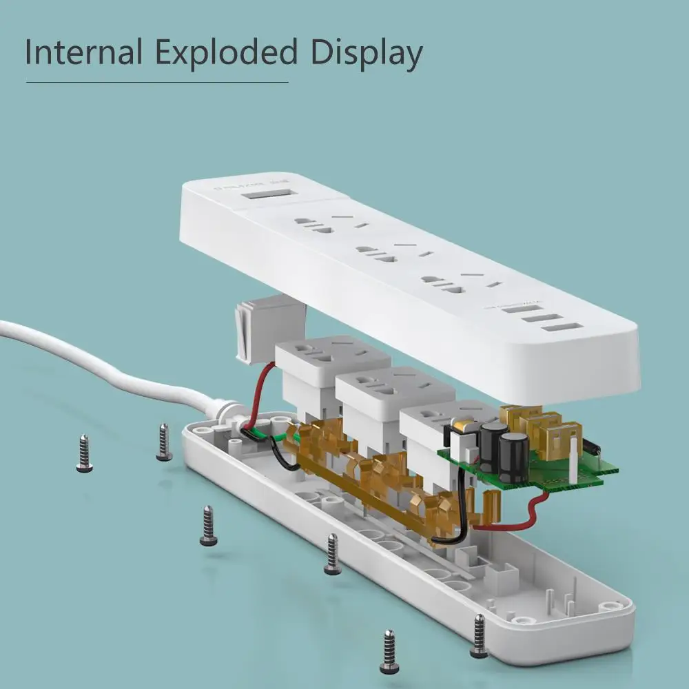 SAMZHE Power Strip Socket Portable Strip Plug Adapter with 3 USB Port Multifunctional Smart Home Electronics