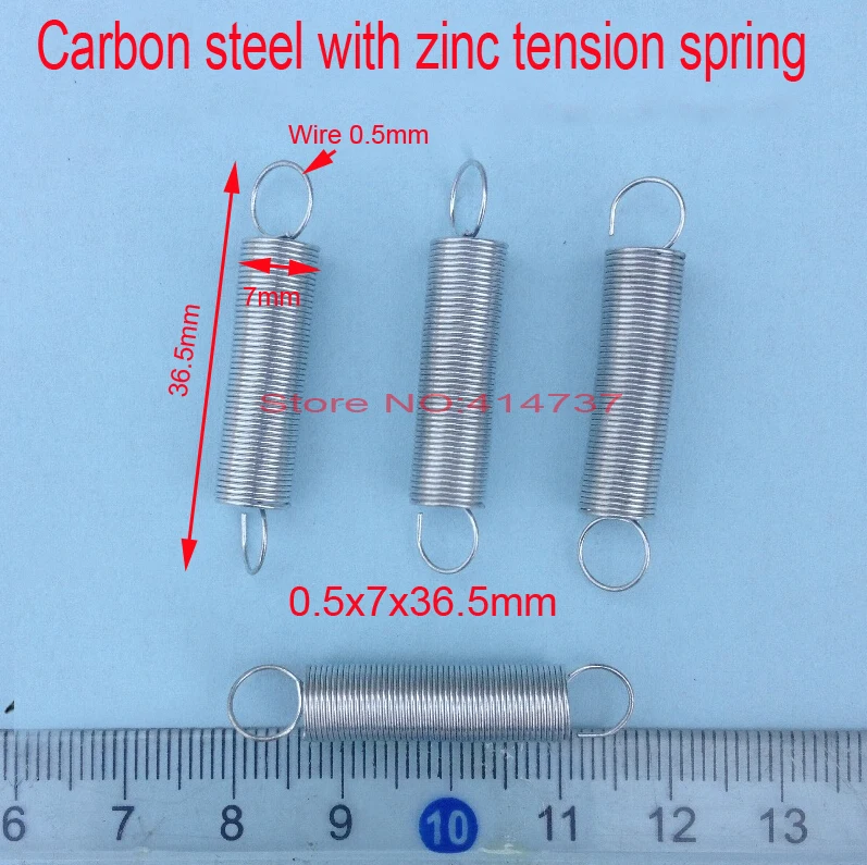 

20pcs/lot 0.5*7*36.5mm 0.5mm wire Carbon steel with zinc extension tension spring springs