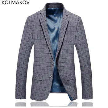 

2019 New Arrival Fashion Brand Men's Blazers Casual Grid Soft Slim Fit Clothing Masculino Evening Dress High Quality Male Coats