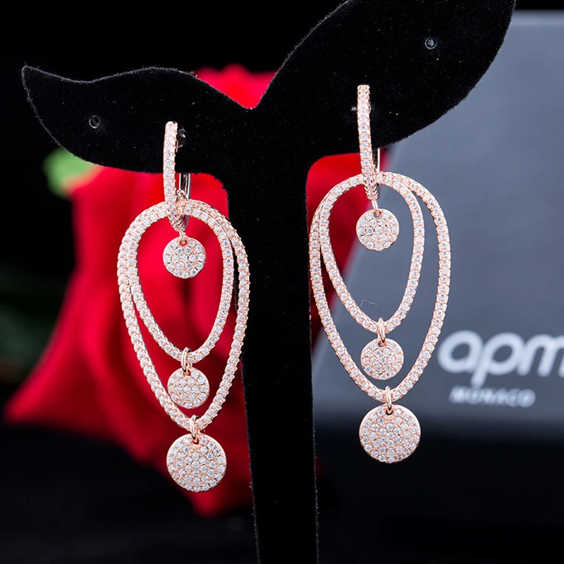 Серьги подвески женские из серебра 925 пробы с фианитами|Серьги-подвески| |