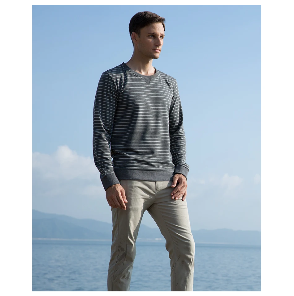 HOQIXIN осень с длинным рукавом толстая футболка Для мужчин Модная полосатая Homme Футболка хлопок Camisetas Hombre плюс Размеры 711