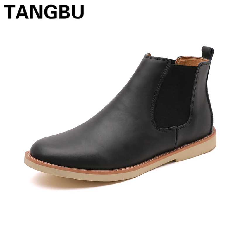 

New Arrival Genuine Leather Men Chelsea Boots Slip On Breathable Casual Martin Boots Hot Fashion Men Leather Boots Size 39-44