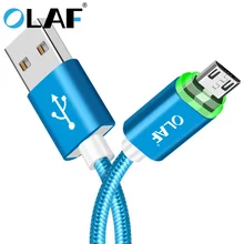 

OLAF Micro USB Cable For Samsung S9 S8 Android charger Fast Charging Data Cable For iPhone X 8 7 6s with LED Light Type C Cable