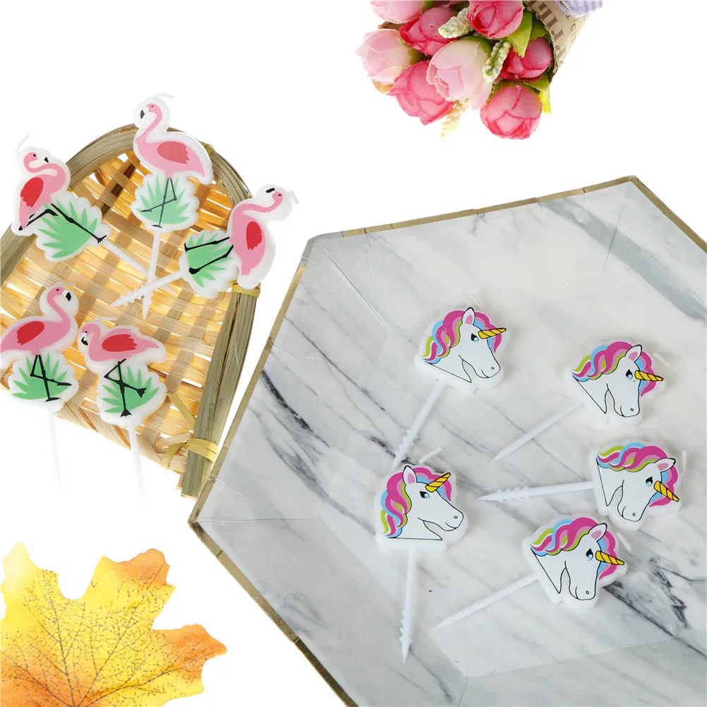 

5PCS Flamingo Candle Unicorn Candle Birthday Party Decoration