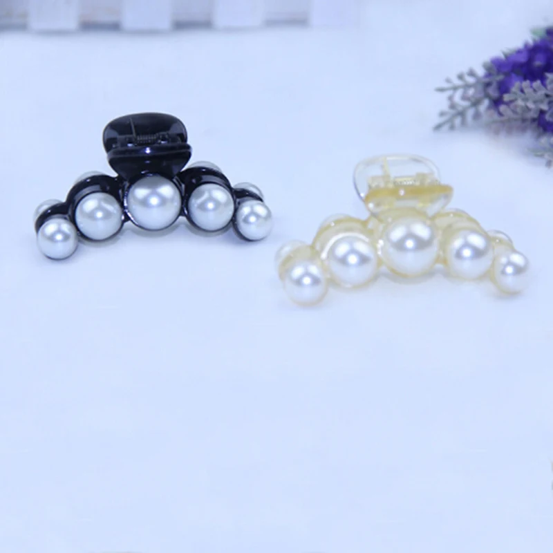 Emulational Pearl Top Gripper Hairpins Crystal Rhinestone Hair Clip Hair Crab Plastic Hair Claws for Women Clamp Resin Barette