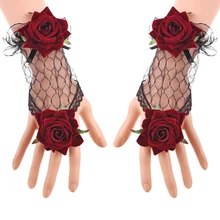 Стимпанк Лолита манжеты Роза полые органные поддельные манжеты декоративные винтажные кружевные рукава манжеты на запястье готические аксессуары для косплея