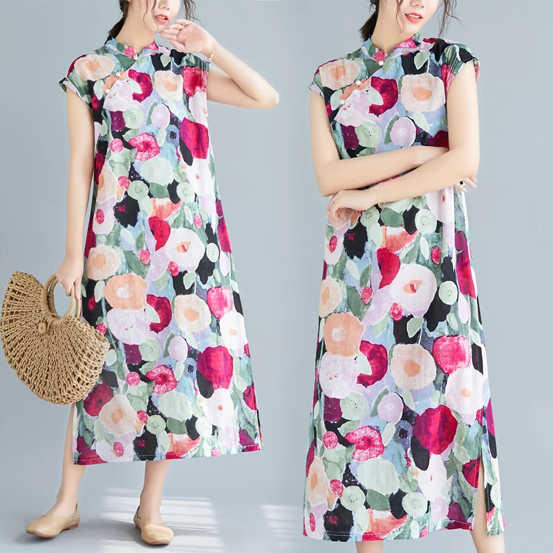 

2019 chinese retro embroidery qipao women chinese traditional dress female long cheongsam embroidery dress qi pao modern