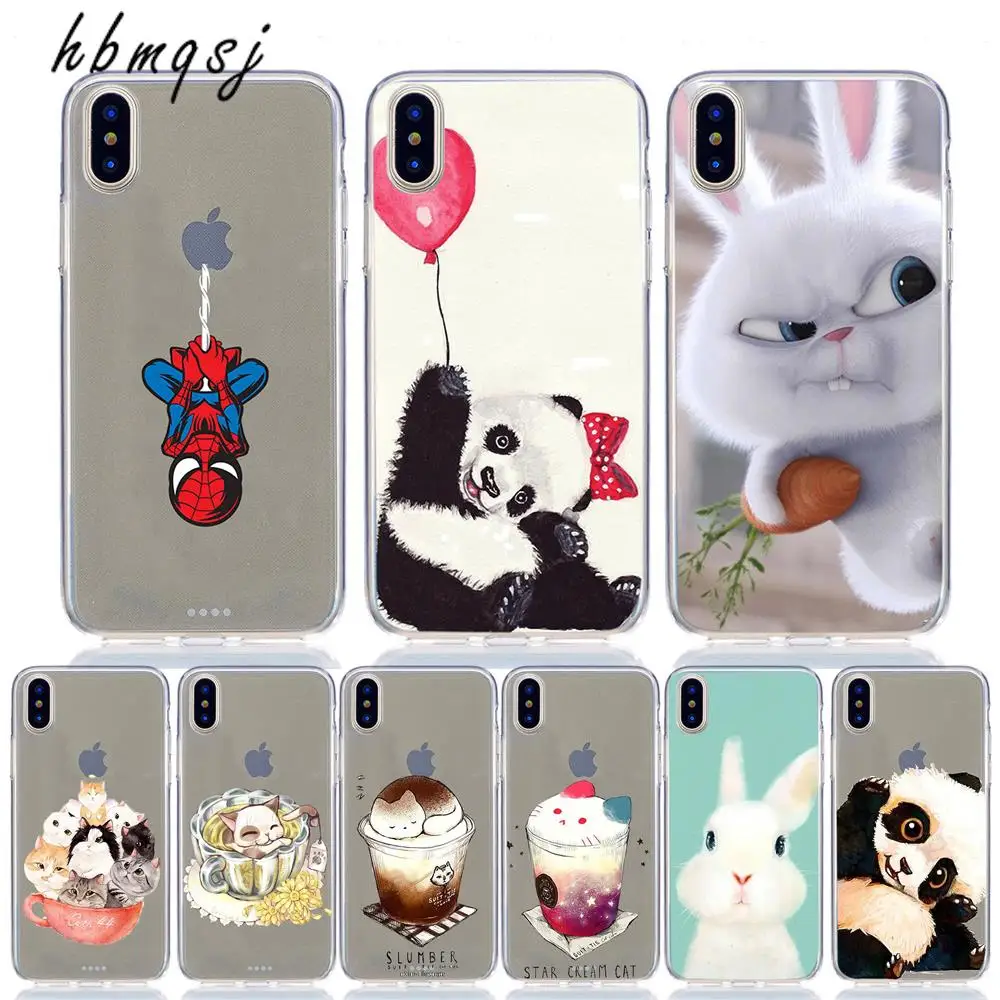 Case for iphone x xs max xr 6 6s 7 8 plus funda silicone soft panda cat cute original coque phone back cover |