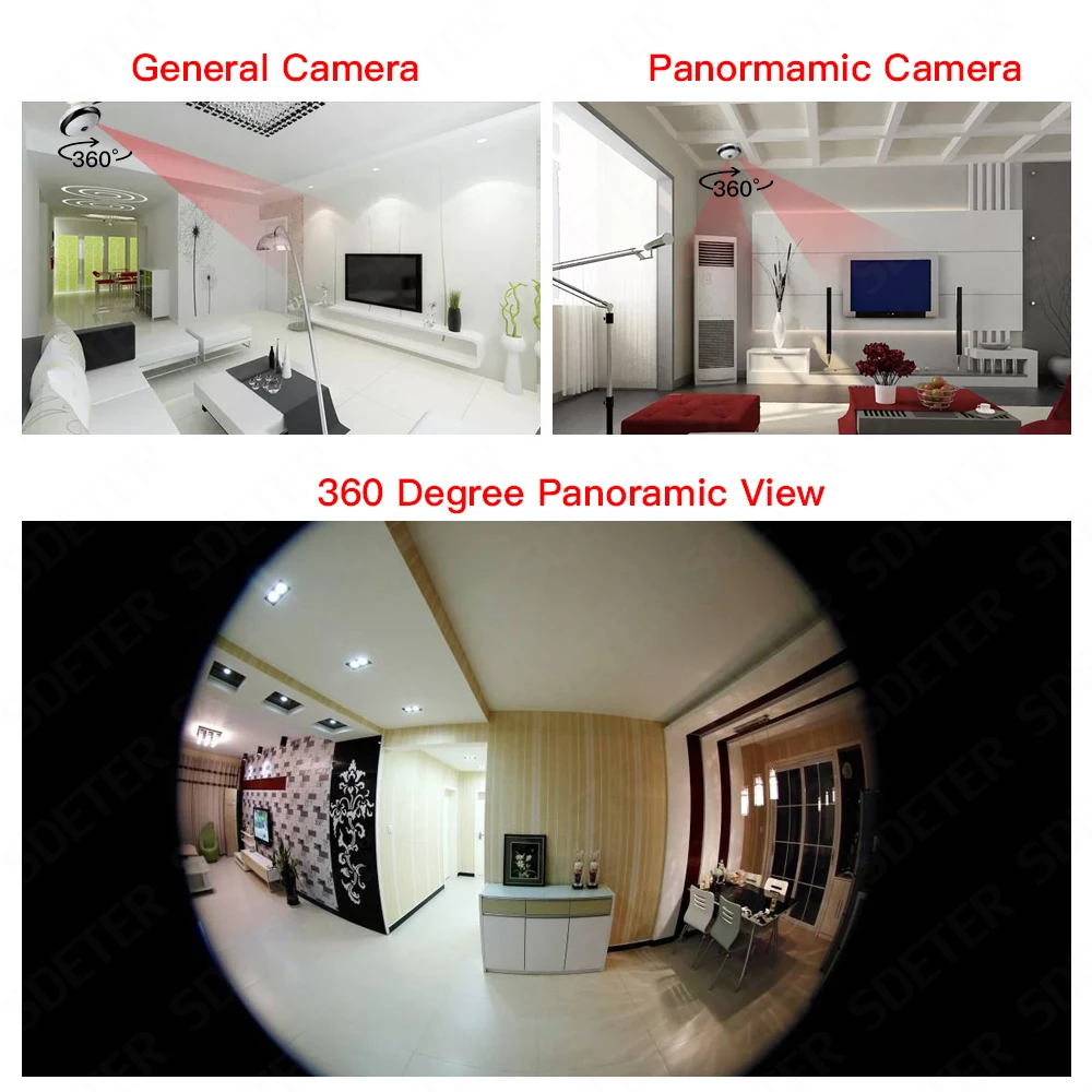 SDETER лампа 1080P беспроводная wifi камера IP CCTV камера панорамная рыбий глаз домашняя камера безопасности VR 360 градусов ночного видения