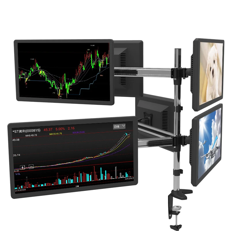 

15"-27" Full Motion Rotating 6 Screen LCD TV Mount Flexible Monitor Holder Desktop Clamping Mount Bracket