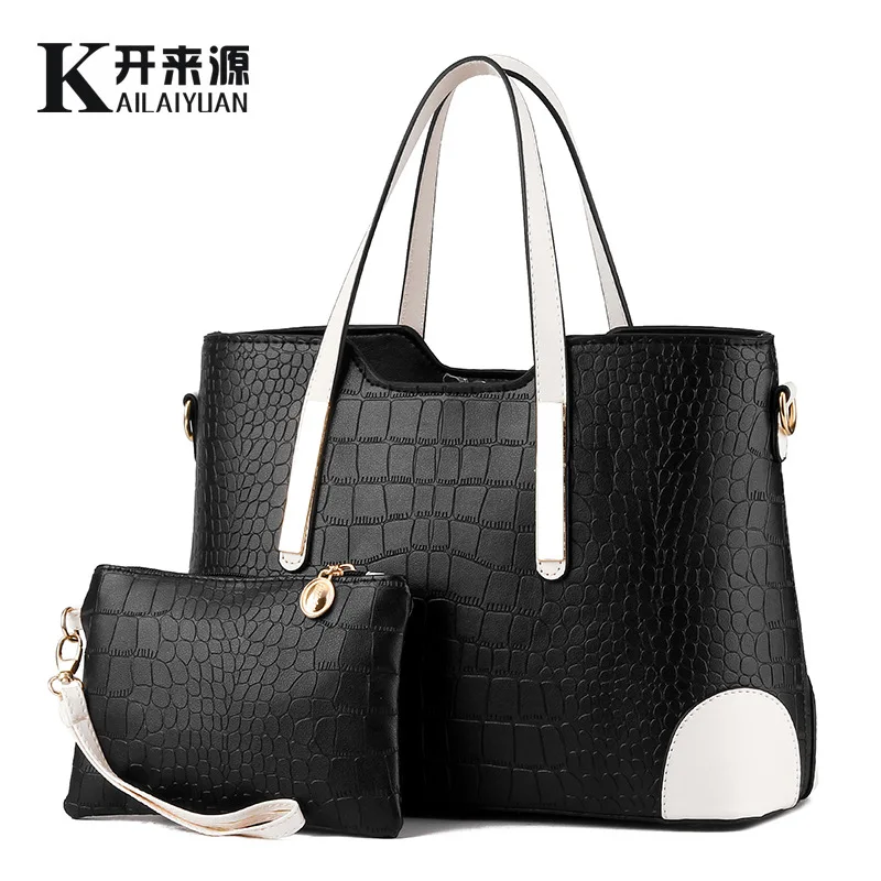 

European NEW Crocodile Shoulder Bag Mother Baby 2 in 1 Handbags PU Leather Bolsa Feminina Tote Bag Party Purses Bags