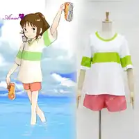 Spirited Away Chihiro Ogino Cosplay Costume Japan Anime Casual Costumes T shirt+Shorts