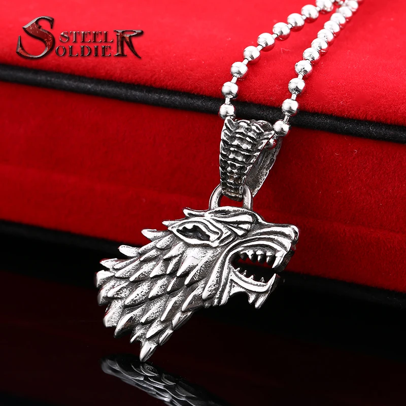 

Steel soldierHouse Stark of Winterfell - Winter Is Coming men stainless steel pendant wolf jewelry
