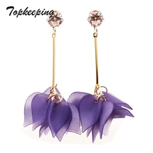Topkeeping Brand New Fashion Jewelry Girls Candy Color Petal Dangle Earring Women Multilevel Anti allergy Tassel