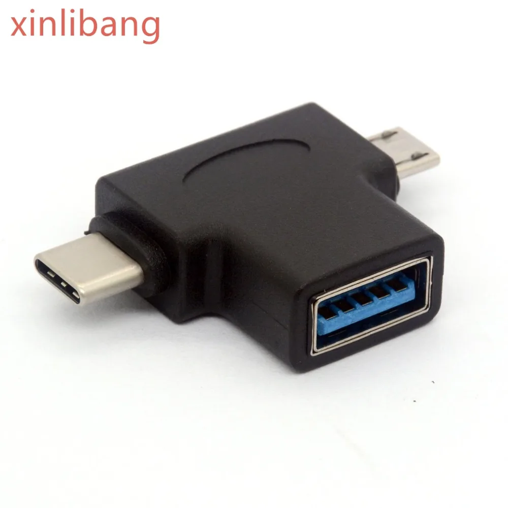 USB 3 0 гнездо к Micro 5 Pin папа и Тип C (USB C) разъем адаптера 2 в 1 T Форма OTG конвертер |