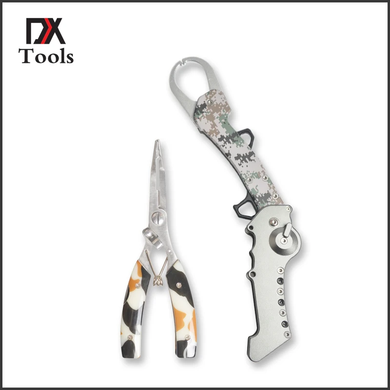 

Stainless Steel Fishing Pliers Tools Scissors Fish Lure Aluminum Folding Fish Lip Grips For Capture Crap Fishing Equipment Set