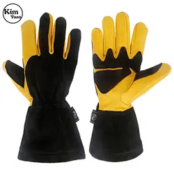 KIM YUAN 043L кожаные садовые перчатки, анти-обжиг, теплоизоляция, удобные рабочие перчатки для духовки, электросварки