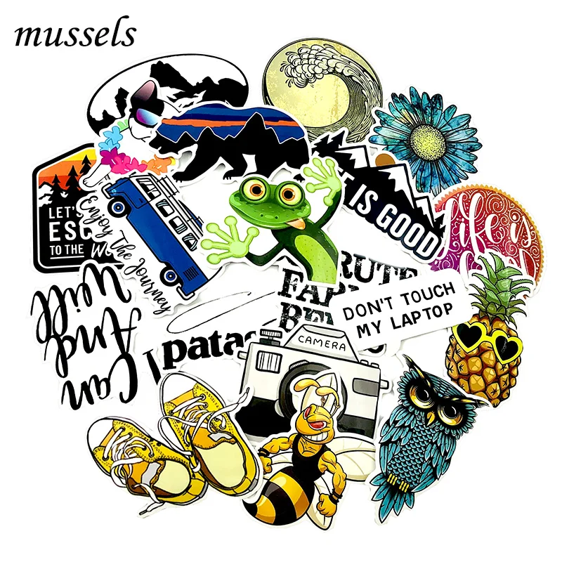 

19Pcs Cute Little Lizard Trend Travel Casual Outdoor Stickers For Laptop Skateboard Guitar DIY Decorative Furniture Motorcycle