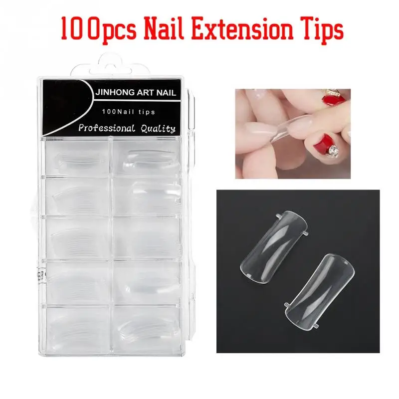 

100pcs Clear Nail Form for Acrylic and UV Gel Full Cover Quick Building Gel Mold Tips for Nail Extension Manicure Nail Art Tool