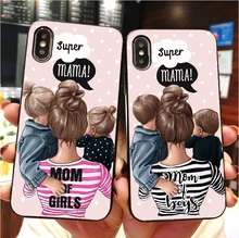 Black Brown Hair Baby Mom Girl Case For iPhone 11Pro MAX XR XS X10 5 6