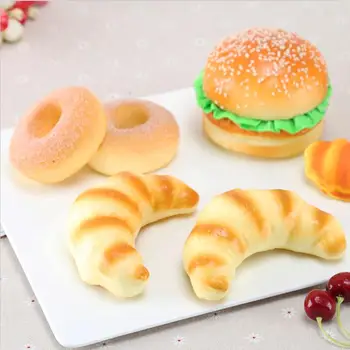 

Fake Doughnut Simulation Donuts Decor Charms Baby Kids Food Pretend Play Squishy Croissant Children Play Kitchen Toys
