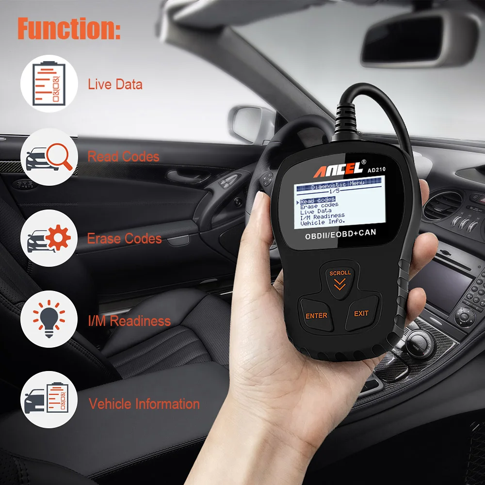 Ancel AD210 OBD2 сканер Авто OBD сканер автомобильный диагностический OBD 2 сканирующий инструмент для двигателя OBD Автомобильный сканер код ридер