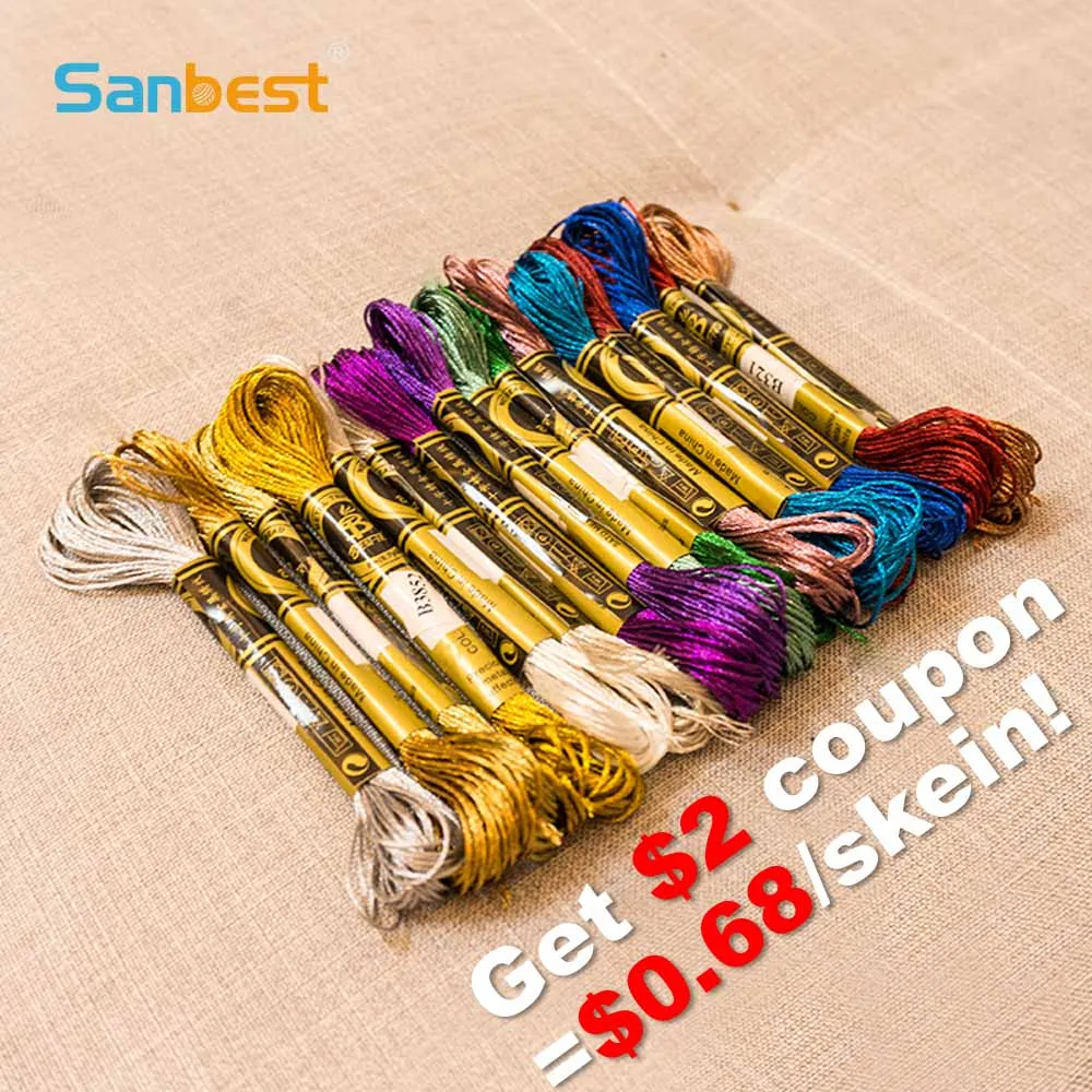 

Sanbest Metallic Shiny Effect Cross Stitch Thread Embroidery Threads DIY Decor Hand Knitting Crafts Floss Sewing Thread TH00042