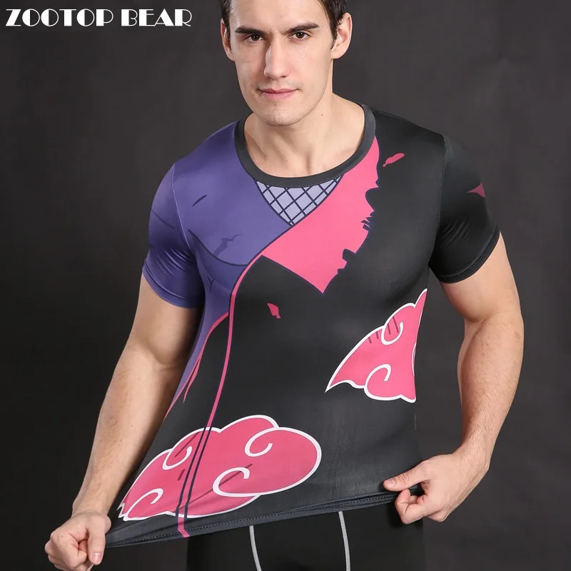 Anime Cosplay T Shirt Sasuke Naruto Shirt Compression T Shirts Fitness 